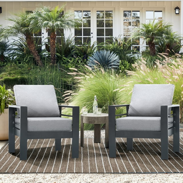 July’s Song Outdoor Chairs Set of 2,2 PCs Aluminum Patio Chairs, Modern