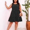thumbnail image 2 of LLYwey Flowy Tank Dresses - Womens Plus Size Ruffle Midi Dresses - Summer Casual Sleeveless Vintage Polka Dots A-Line Beach Vacation Sundress, I-50, Black, L, 2 of 6