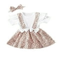 thumbnail image 1 of Bébé Filles Romper Ensemble Manches Courtes Imprimer une Ligne Robe + Bandeau, 1 of 8