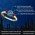 thumbnail image 2 of Gem Stone King 18K Yellow Gold Plated Silver London Blue Topaz and Red Created Ruby Engagement Ring for Women | 1.50 Cttw | Oval 7X5MM | Gemstone November Birthstone | Size 7, 2 of 6