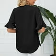thumbnail image 7 of Women Blouse Casual V-Neck Tops Ruffle Sleeve Leisure Short Sleeve Leisure Shirt Blouses Holiday Female Dailywear Clothing, 7 of 7