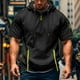 thumbnail image 1 of pstuiky Camisa de manga corta para hombre, Camisa de verano de manga corta con capucha y cremallera con múltiples bolsillos para hombre camisas casuales para hombre l, 1 of 5