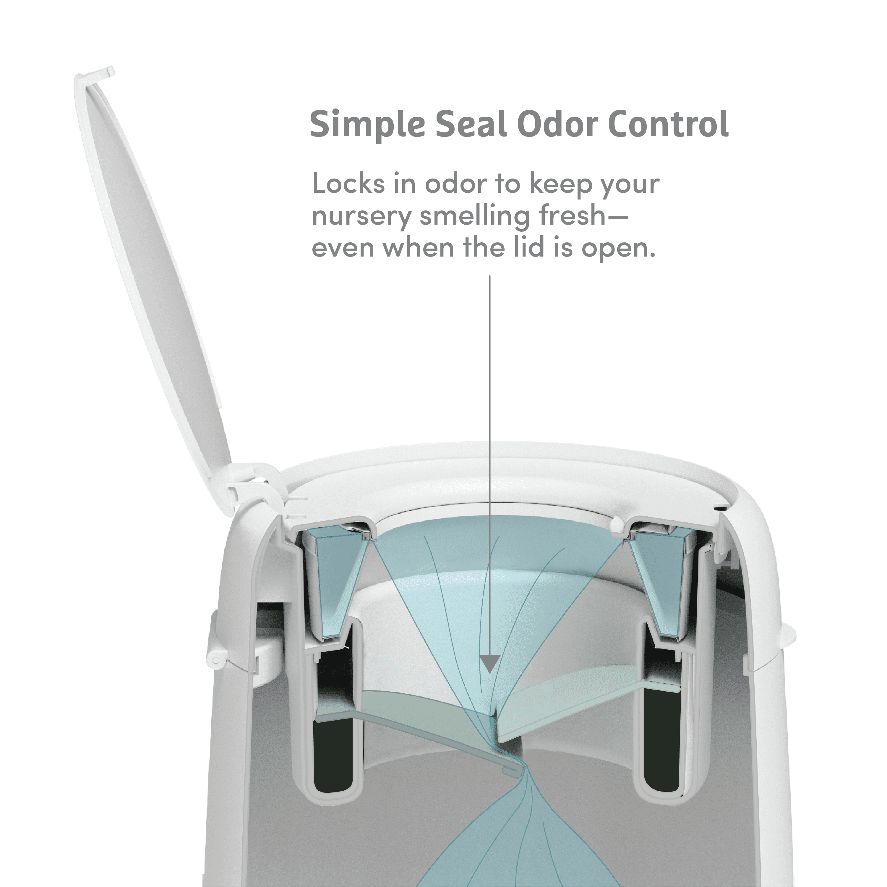 Munchkin® FLEX Diaper Pail, Odor Control, Compact Size, Tap Lid to Open, White