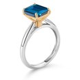 thumbnail image 3 of Gem Stone King 10K White and Yellow Gold London Blue Topaz Engagement Ring for Women (2.71 Cttw, Emerald Cut 9X7MM, Gemstone November Birthstone, Available in Size 5, 6, 7, 8, 9), 3 of 4
