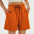 thumbnail image 2 of Linen Shorts for Women, Audhol Womens Linen Shorts for Women Drawstring Summer Beach Resort Wear 2025 Elastic High Waist Casual with Pockets Womens Linen Shorts Red XL, 2 of 9