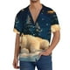 thumbnail image 1 of Fotbe Starry Sky Sleep White Bear Camisa Estampada de Manga Corta para Hombre, Casual de Verano, Estilo Playero, Sin Arrugas-Medium, 1 of 5