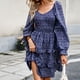 thumbnail image 3 of Vestido De Mujer Mini vestido de fiesta con estampado floral de manga larga para mujer Slim Fit Casual Streetwear Suit Ygjytge Púrpura L para Mujer, 3 of 6