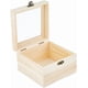 thumbnail image 1 of Caja de madera con tapa transparente, cuadrada, sin terminar, pequeña, para regalo, 15 x 15 x 9,5 cm, con ventana., 1 of 6