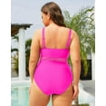 thumbnail image 2 of GHSDFBB Women Plus Size One Piece Swimsuits V Neck Tummy Control Bathing Suits Retro Ruched Swimwear, 2 of 7
