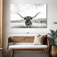 thumbnail image 3 of Elephant Stock Longhorn Texas Bw Wall Art - Horizontal Canvas Wall Art - Living Room Wall Decor - Animal Canvas - Black And Gray Decor By Sisi And Seb - 51" x 34", 3 of 8