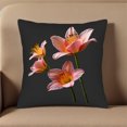 thumbnail image 5 of Set of 2 Decorative Throw Pillow Covers 18x18in - Elegant Dark Background with Vibrant Pink Flowers & Green Stems - Perfect for Couch Bed Car Decor, 5 of 8