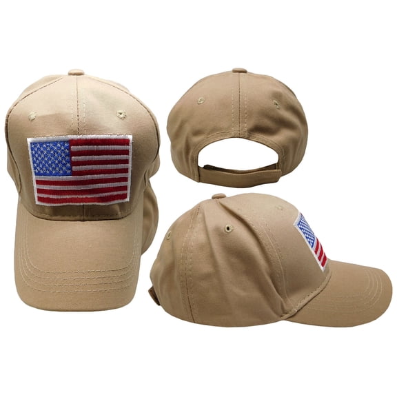 USA Patch With White Outline Khaki Adjustable Embroidered Baseball Cap Hat