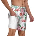 thumbnail image 3 of Balery Flamingo Flower Mens Swim Trunks Swim Shorts for Men Quick Dry Inseam Beach Shorts with Compression Liner Pocket-Small, 3 of 9