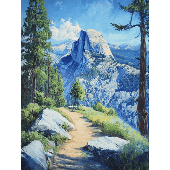 Yosemite Half Dome Trail Landscape Canvas Painting， Perfect for Living Room， Bedroom， Office， Gallery Wall， and Hotel Decoration