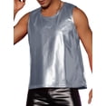 thumbnail image 4 of INSPIRE CHIC Metallic Tank Top for Men's Round Neck Shiny Disco Party Sleeveless Vest XL Gray, 4 of 6