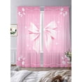 thumbnail image 3 of Valentine's Day Sheer Curtains 108 Inch Length 2 Panels Set Window Treatments, Pink Bowknot Ribbon Modern Mother's Day Rod Pocket Semi Curtains for Living Room/Bedroom/Kitchen Décor, 104"W x 108"L, 3 of 7