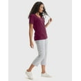 thumbnail image 4 of Hanes Perfect-T Women's V-Neck Cotton T-Shirt Maroon 2XL, 4 of 5