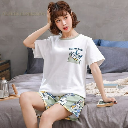 

QWZNDZGR Summer 100% Cotton Pajama Sets Women Pyjamas Sleepwear loungewear Pijama Mujer Plus Size 4XL Couple Night suits Homewear Fashion