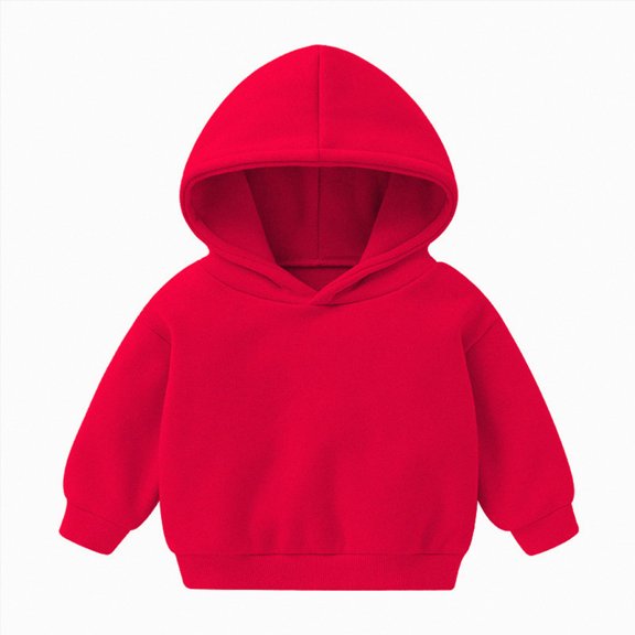 Splozh Toddler Hoodies Fashion Toddler Boys Girls Pullover Fleece Hooded Sweatshirt Solid Color,Red,3-4 Years