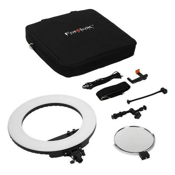 Fotodiox Vlog-LED-Ring-Pro-Blk Anneau Lumineux DEL à Intensité Réglable Bicolore de 18 Po pour Selfie Starlite Vlog avec Miroir et Support, Noir
