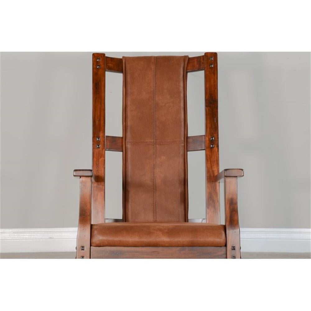 Maklaine Farmhouse Mahogany Wood Rocking Chair in Dark Chocolate