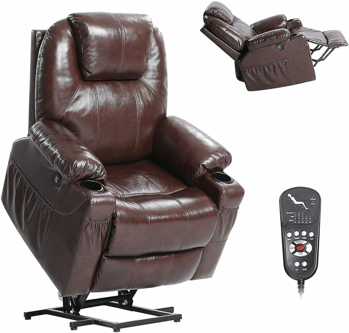 Electric Power Lift Chairs Recliners for Elderly with Heat and Massage,Home Sofa Chair Leather
