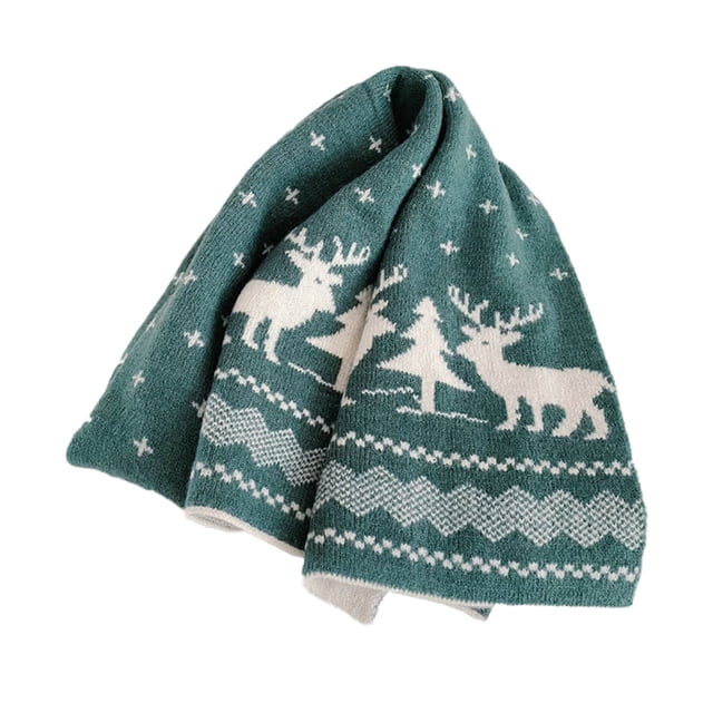 Bufanda de punto con diseño de cervatillo y árbol de Navidad para otoño e invierno, nueva bufanda