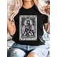 thumbnail image 1 of [Cat Tarot] Fun Cat Tarot Printed T-shirt | Short Sleeve Round Neck Summer Spring Casual Top for Women, Cat Queen Tarot, Witch Cat Lady, Gift for Cat Mom, for Halloween, 1 of 6