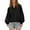 Black-Coat, variant on Qetyuw Sweatshirt for Women Lantern Long Sleeve Lace Trim Pullover Tops Notched V Neck Loose Casual Sweatshirts