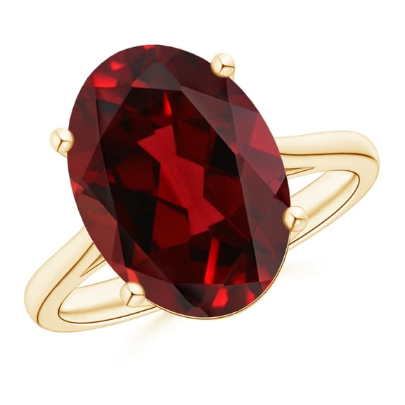 ANGARA Natural Oval Solitaire 6.4 ct Garnet Cocktail Ring in 14K Yellow Gold for Women (Size-14x10mm) | January Birthstone, Birthday, Anniversary, Jewelry Gift for Women | Natural Garnet Ring