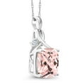 thumbnail image 2 of Gem Stone King 10K White Gold Peach Nano Morganite and White Created Sapphire Pendant Necklace for Women (4.38 Cttw, Gemstone October Birthstone, Cushion Cut 10MM, with 18 inch Chain), 2 of 4