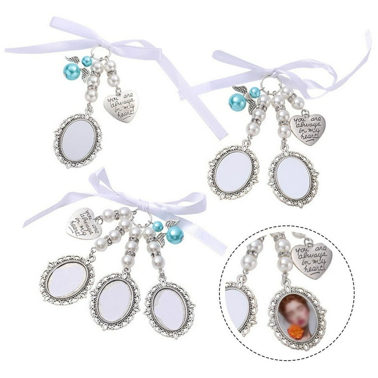 Buy 2set Wedding Bouquet Photo Charm with 4 Pcs Oval Glass Cabochons for  Bridal Shower, Bouquet Charms for Wedding Memory Brooch Pin with Pendant  You Are Always in My Heart Online at