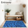 thumbnail image 3 of ODIKA 2'x3' Machine Washable Non-Slip Area Rug, Zen Garden Waves Ripple Effect Minimalist Japanese Inspired High Traffic Rug, Blue, 555720, 3 of 7