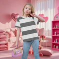 thumbnail image 7 of Ruyang Kids Girls Striped T Shirts Round Neck Loose Fit Short Sleeve Summer Casual Lightweight Outdoor Athletic Tee Tops, 7 of 7