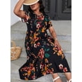 thumbnail image 4 of CALIPESSA Plus Size Summer Maxi Dress For Women Black Loose Casual Floral Print Boho Round Neck High Waist Dresses with Pockets, 0XL-4XL, 4 of 5