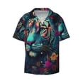 thumbnail image 2 of Lsque Colorful Flower Tiger print Men's Cuban Collar Short Sleeve Shirt Summer Beachwear Casual Button Down Fashionable Vacation Leisure Shirt-Small, 2 of 7