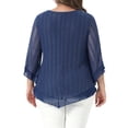 thumbnail image 3 of Agnes Orinda Women's Plus Size Tops V Neck Ruffle 3/4 Sleeve Double Layers Loose Fit Mesh Tunic Blouses 1X Navy Blue, 3 of 6