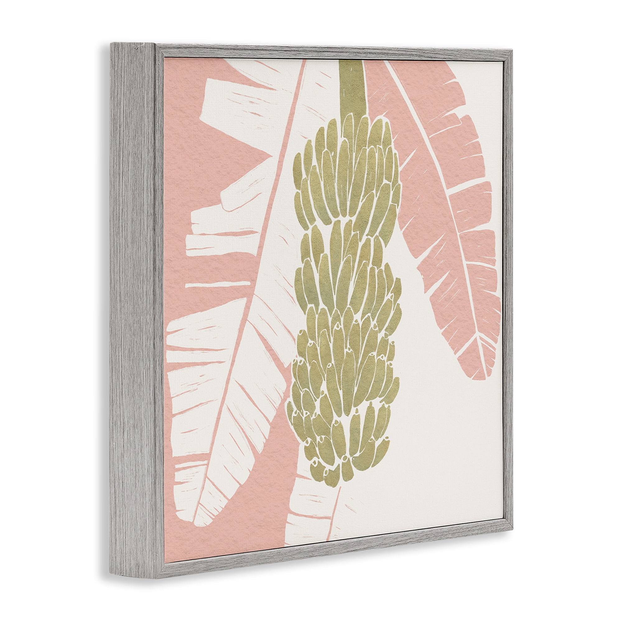 Stupell Industries Banana Bunch Amid Pink Leaves Gray Framed Giclee Art, design by Yuyu Pont