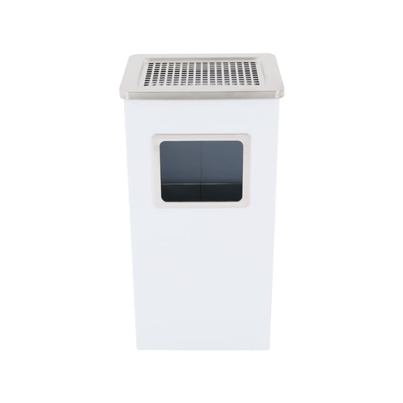 White Trash Can, Commercial Garbage Can with Lid, Outdoor Indoor Industrial Stainless Steel Waste Container with Removable Inner Bucket, Large Capacity Modern Metal Trash Receptacle