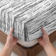thumbnail image 3 of Queen Size Fitted Sheet Set - Black and White 3 Piece Bedding Sets 16" Deep Pocket Fitted Sheet with 2 Pillowcases, Modern Striped Geometric Abstract Art Brushed Microfiber Hotel Luxury Bed Sheets, 3 of 9
