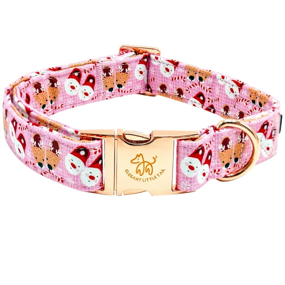 Collar para perro, elegante, con estampado de ciervo rosa, ajustable, talla S