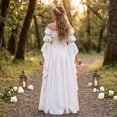 thumbnail image 6 of Fantasy Wedding Cosplay Outfit, Off Shoulder Puff Sleeve Renaissance Ball Gown, Ruffled Chiffon Vintage Medieval Princess Cosplay Maxi Dress for Halloween Wedding Party, White S, 6 of 6