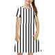 thumbnail image 2 of Odeerbi Niñas de Verano Vestido de Línea A Rayas Vestido de Columpio Vestido Elástico de Manga Corta Para Niños, 2 of 7