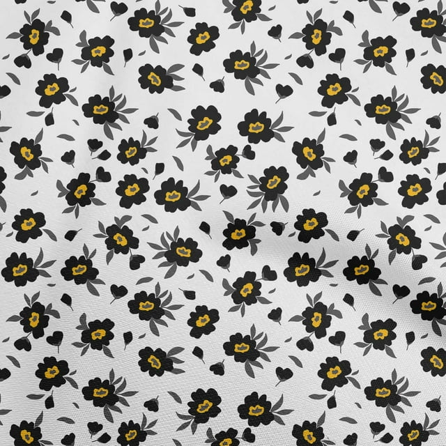 oneOone Rayon White Fabric Leaves & Clover Sewing Craft Projects Fabric Prints By Yard 56 Inch Wide