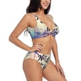 thumbnail image 2 of Wukai Not All Those Who Wander Are Lost Women's Bikini Set Two Piece,wimsuit High Waisted V Neck Twist Front Adjustable Spaghetti Straps Bathing Suit-Medium, 2 of 7