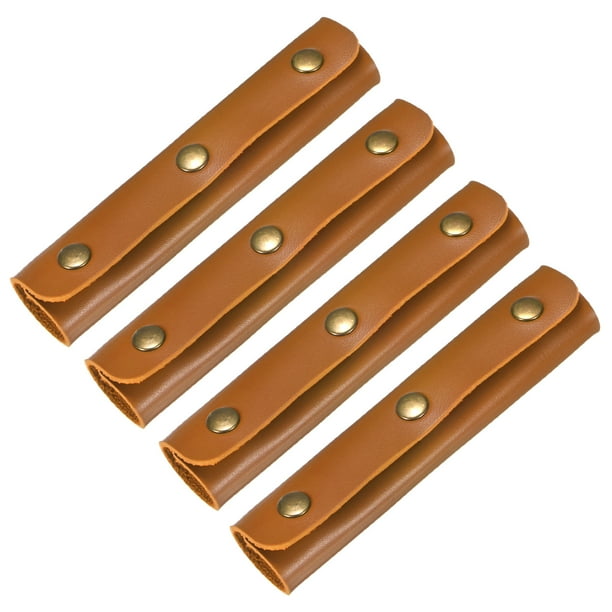 Uxcell 4Pcs Funda de Cuero con 3 Broches Metálicos para Maletas, Naranja Marrón