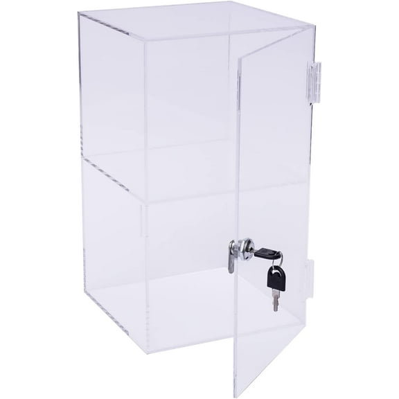 Clear Acrylic Display Case with Lock for Collectibles Countertop Display Dustproof Protection Showcase for Action Figures, Toys, Jewelry, 2 Layers