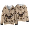 thumbnail image 4 of Uorisanigo Zip-Up Hoodies Sweatshirts Fashion Cartoon Happy Dog Paw Long Sleeve Hooded Jacket Fur Furry Fluffy Coat Sweatshirt with Pockets Fall Winter Clothing, 4 of 7