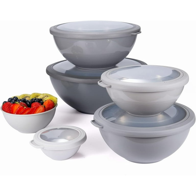 COOK WITH COLOR Set 12 Ciotole In Plastica Con Coperchio - Rosa/Grigio - Lavabili In Lavastoviglie, Adatte Al Congelatore, Senza BPA - 2