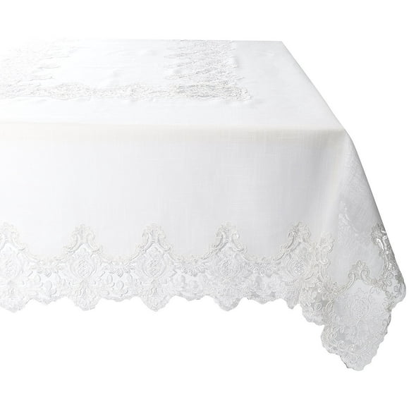 Imperial Nappe Vintage Brodée en Dentelle 70 Pouces X 105 Pouces Oblong/Rectangle Crème